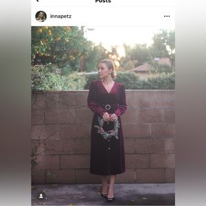 Velvet red midi dress